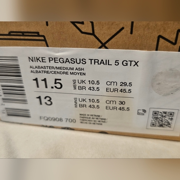 Nike Pegasus Trail 5 GTX Shoes Alabaster Gold FQ0908-700 Men SZ 11.5 New No Lid - Picture 7 of 7